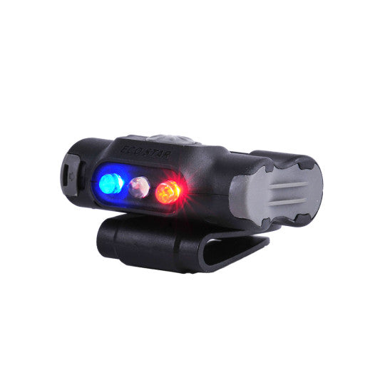 Lampe fixation clip UL12 - éclairage blanc et rouge + strobe rouge/bleu - 17 lumens
