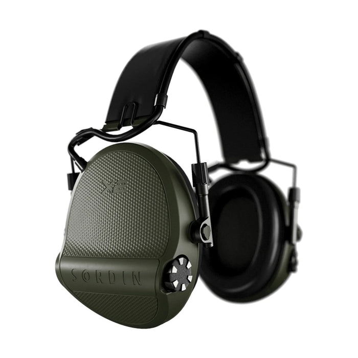 Casque anti-bruit Suprême X2 avec serre-tête cuir noir et anneaux d'hygiène en mousse - Vert Olive - Sordin