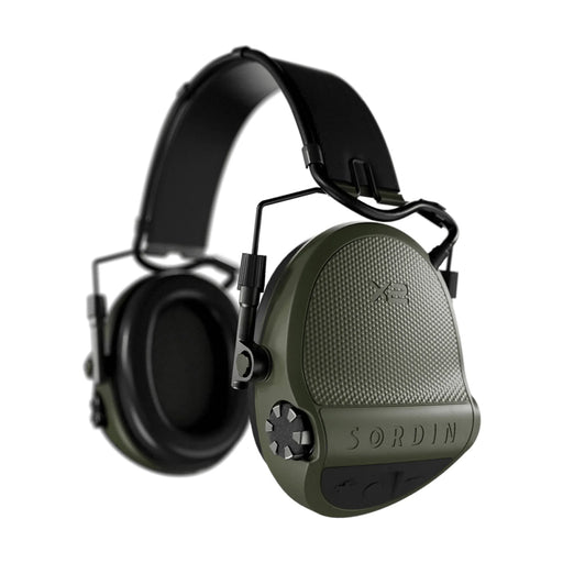 Casque anti-bruit Suprême X2 avec serre-tête cuir noir et anneaux d'hygiène en mousse - Vert Olive - Sordin
