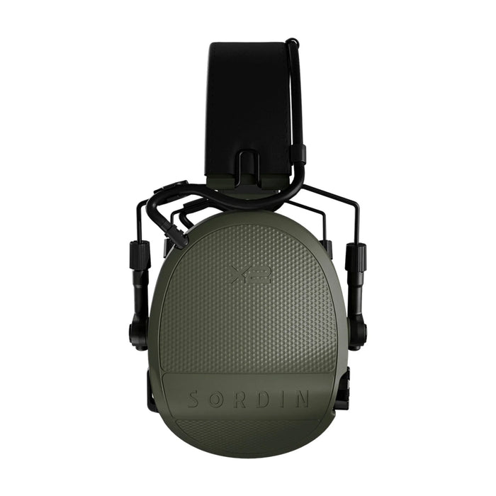 Casque anti-bruit Suprême X2 avec serre-tête cuir noir et anneaux d'hygiène en mousse - Vert Olive - Sordin