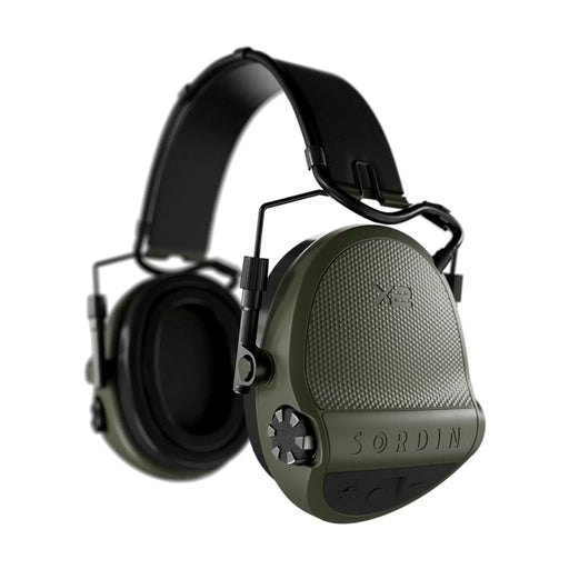Casque anti-bruit Suprême X2 avec serre-tête cuir noir et anneaux d'hygiène en gel - Vert Olive - Sordin