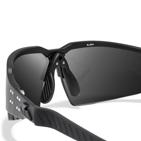 Lunettes balistiques Tactis - Noir avec logo noir - Verres Smoke antibuée