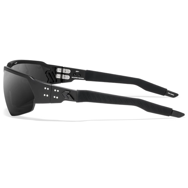 Lunettes balistiques Tactis - Noir avec logo noir - Verres Smoke antibuée