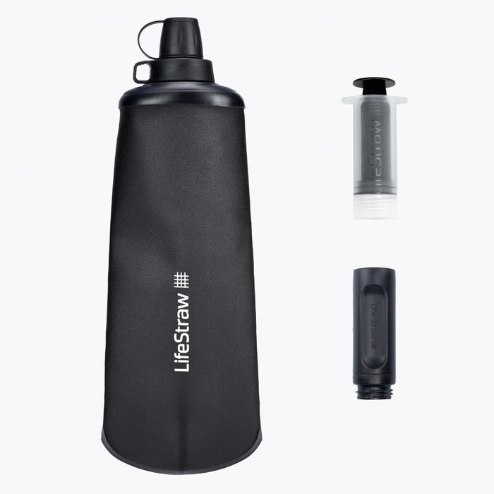 Gourde compacte Collapsible Squeeze 1L + Filtre - Noir