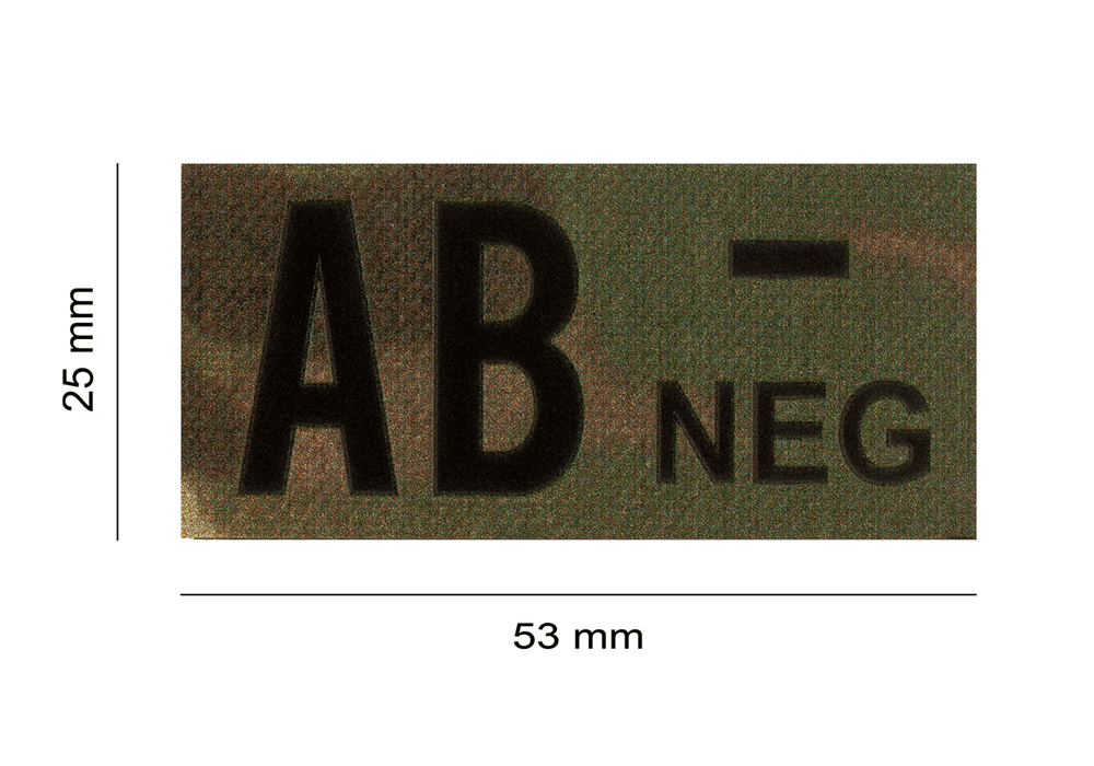 Patch Groupe Sanguin IR AB Négatif Multicam - Clawgear  Dimensions
