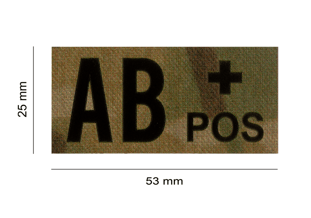 Patch Groupe Sanguin IR AB Positif Multicam - Clawgear Dimensions