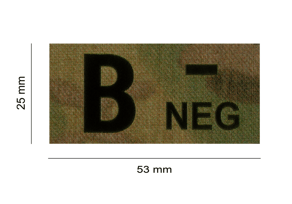 Patch Groupe Sanguin IR B Négatif Multicam - Clawgear Dimensions