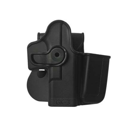Holster + porte chargeur intégré - Glock 17/19/22/23/28/31/32/36 - Niv 2 - Droitier - Noir  - IMI Défense