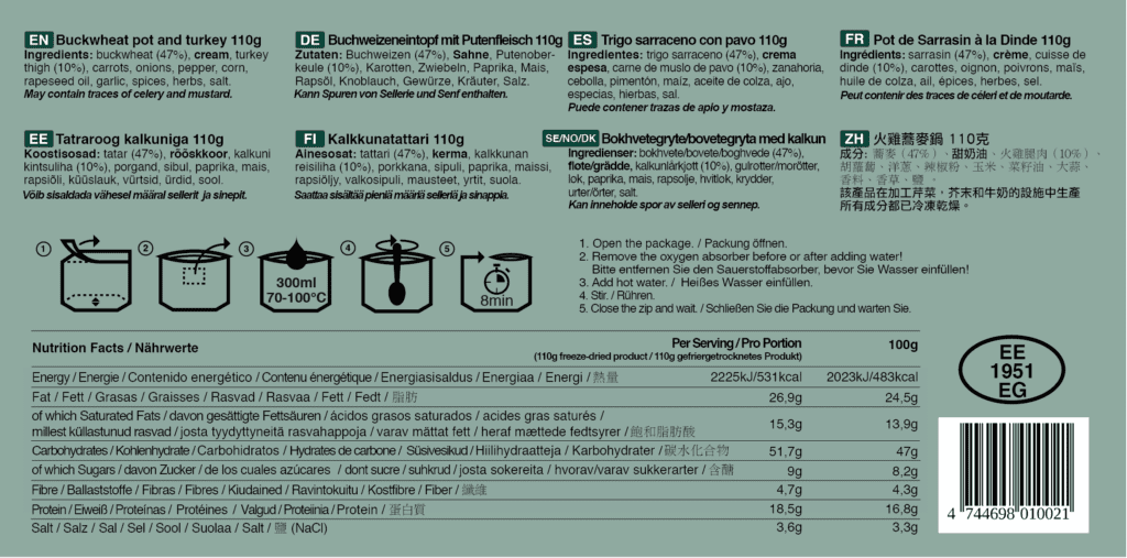 Ragoût de Sarrasin et Dinde - Tactical Foodpack nutrition