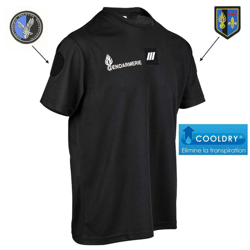 Tee-shirt Gendarmerie Noir - Cooldry Anti-humidité - Maille piquée - GD - DCA FRANCE